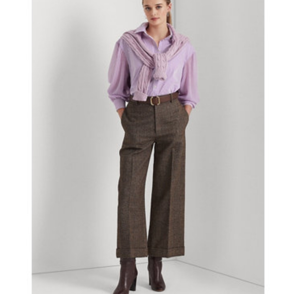 Lauren Ralph Lauren Herringbone Wide Leg Cropped Pants